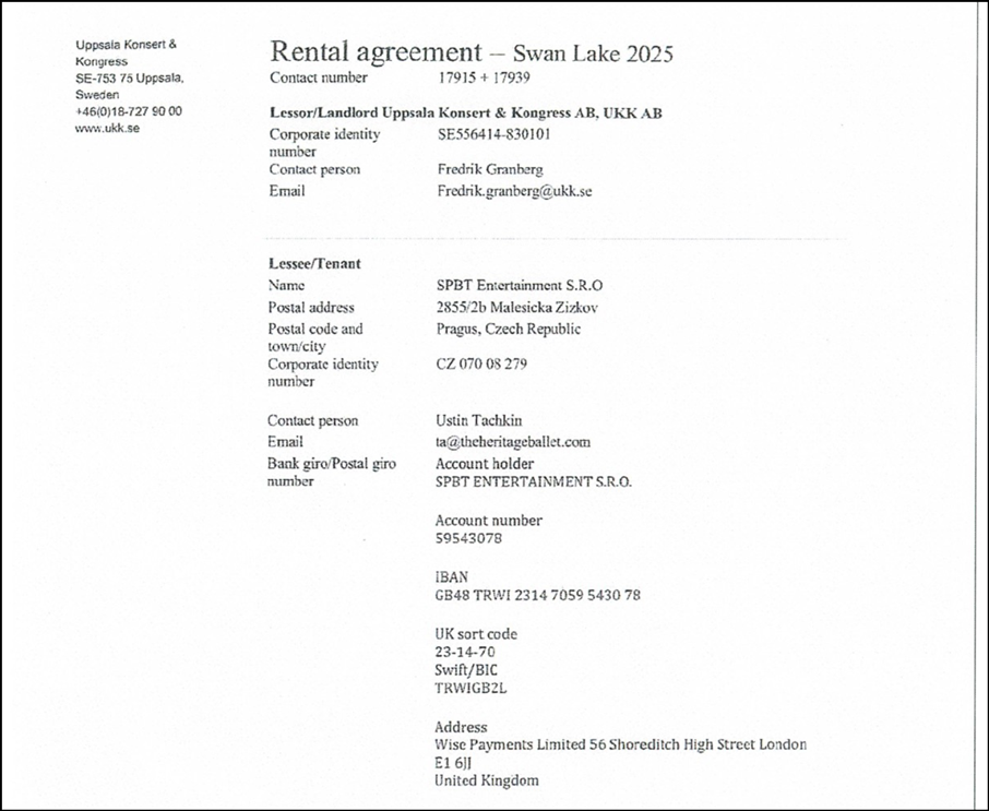 A rental agreement document with text

Description automatically generated